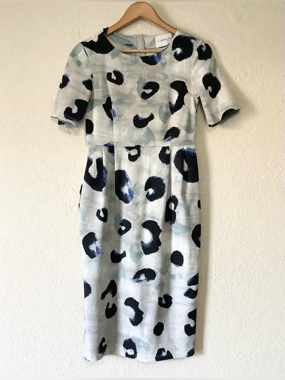 ASOS Gray Midi Dress with Navy & Black Spots